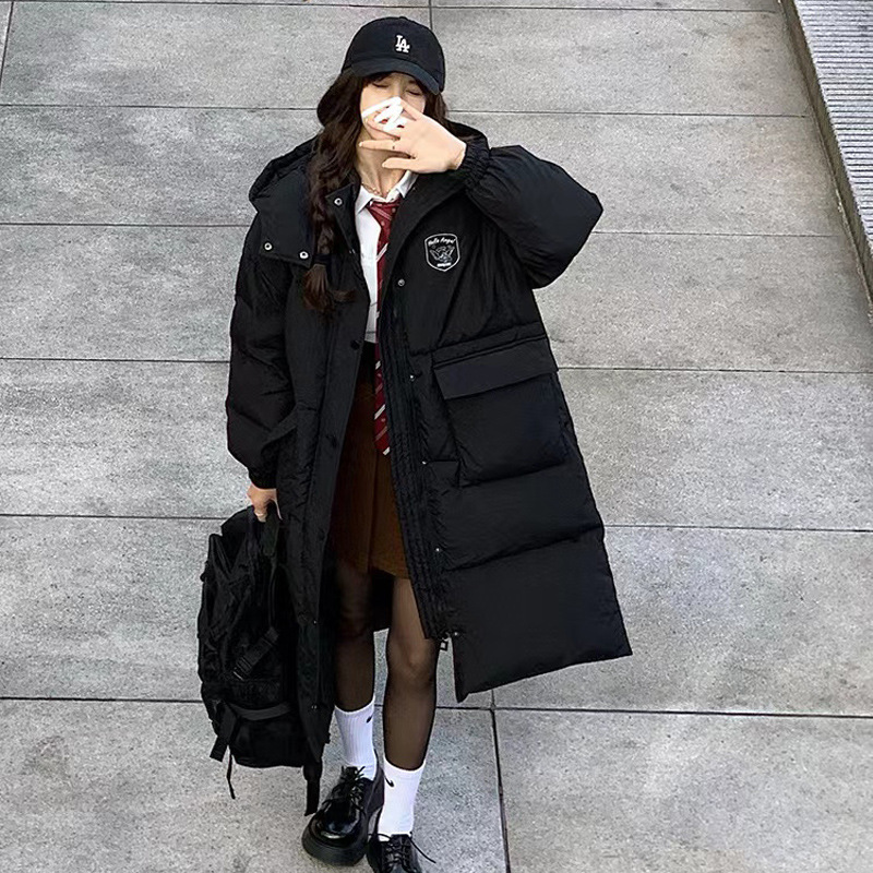 过膝中长款加厚羽绒棉服棉衣女2023冬季新款宽松韩版保暖外套潮